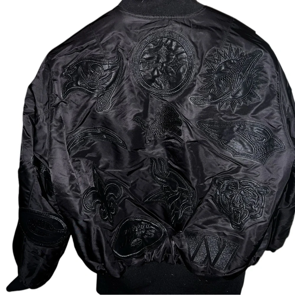 New Jeff Hamilton black NFL Reverse bomber Jacket + garment bag mens XL EAGLES - Picture 6 of 15